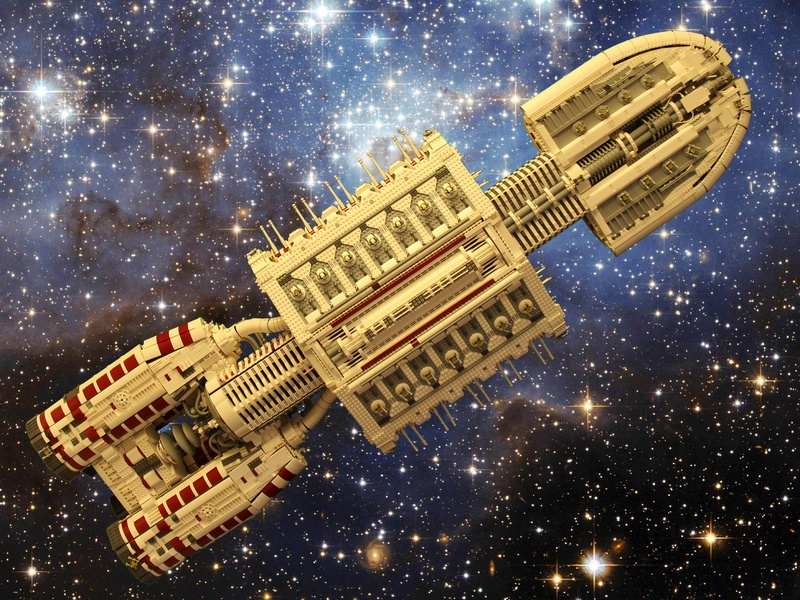 Illustration for article titled The ships of Battlestar Galactica, immortalized in thousands of LEGO bricks